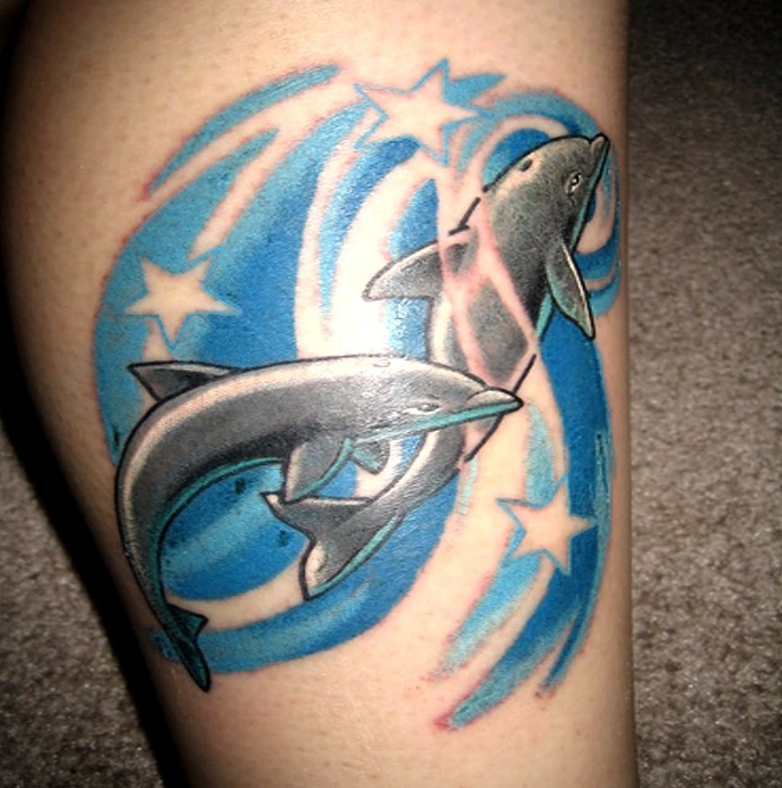 Tattoos de delfines con estrellas