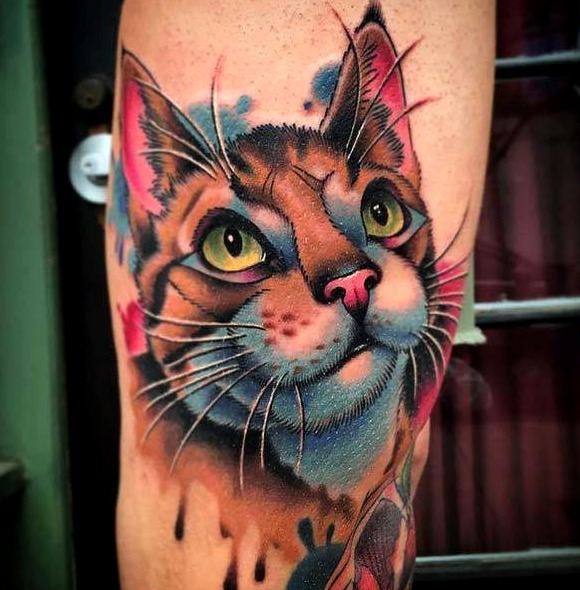 Tattoos de gatos al estilo acuarela
