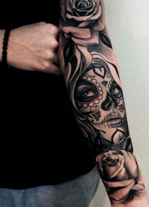 tatuajes de catrina para hombre en brazo