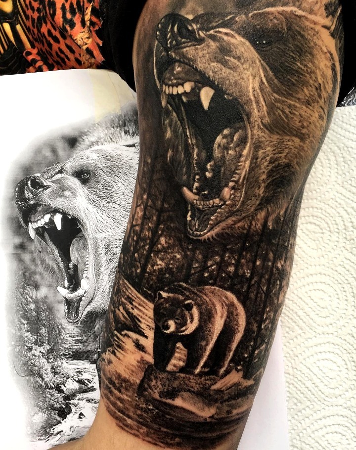 Tatuajes de osos pardos, negros y grises