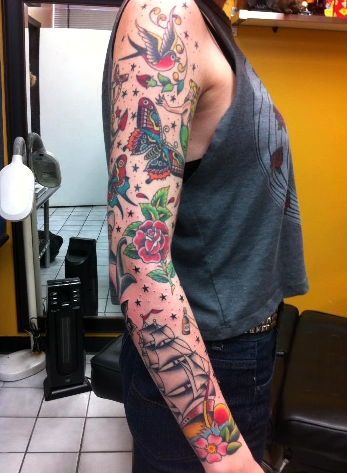 Tatuajes Old School en el brazo
